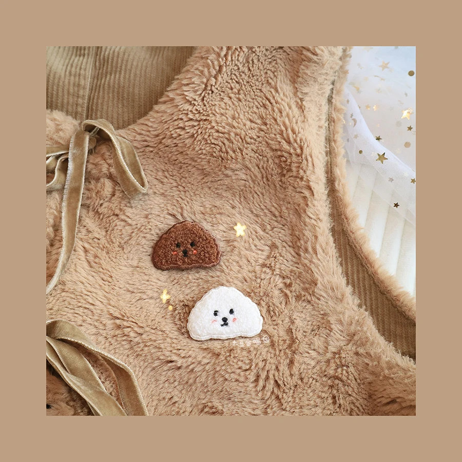 Cute Plush Poodle Bear Patch Iron On Parches Badges For Baby Cloth Stickers Scarf Popular DIY  Applique