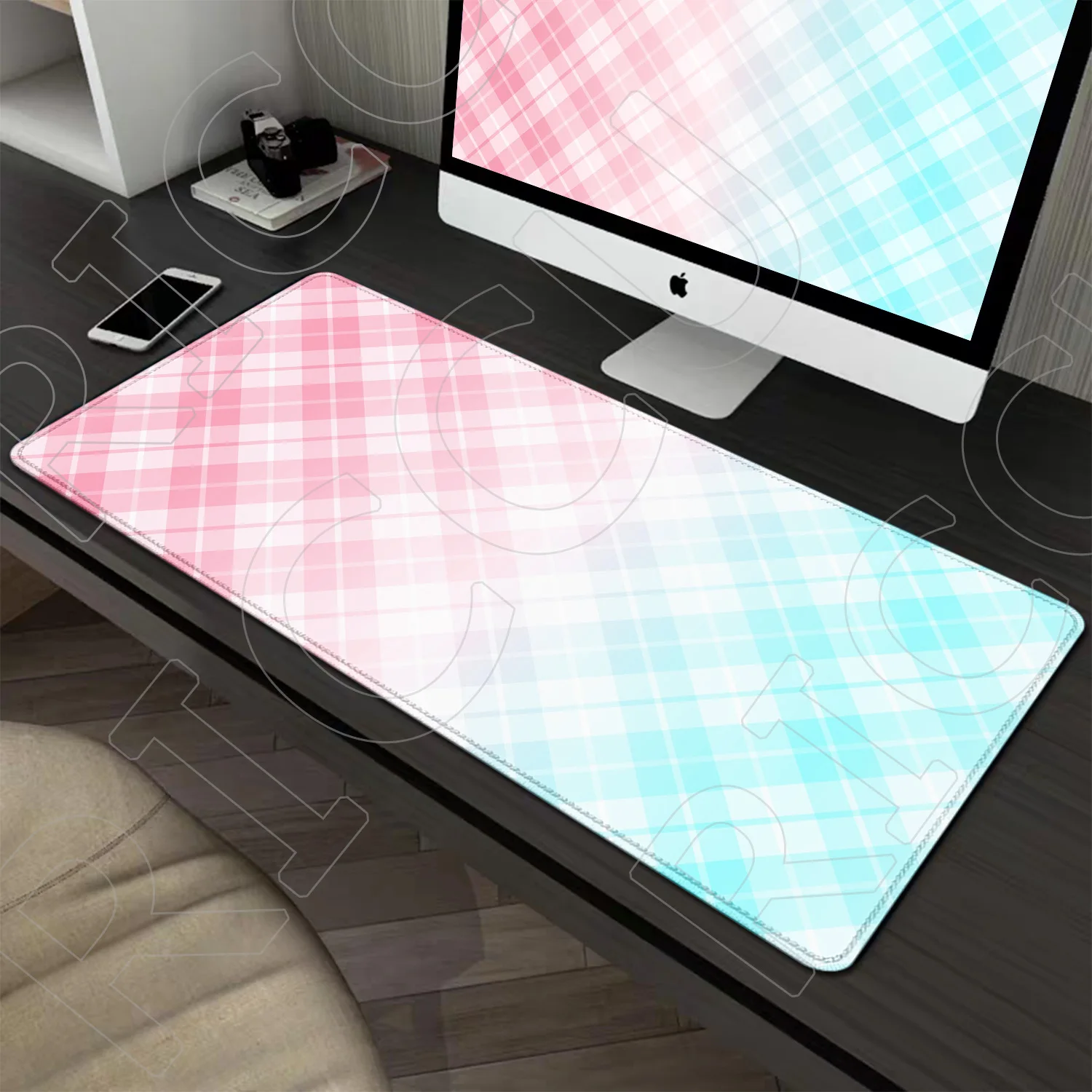 

Gradient color Lattice Mouse Pad Kawaii Cute 300x600mm Desk Mat Gaming Laptop Office Carpet carpet Keyboard Gamer Keyboard Mats