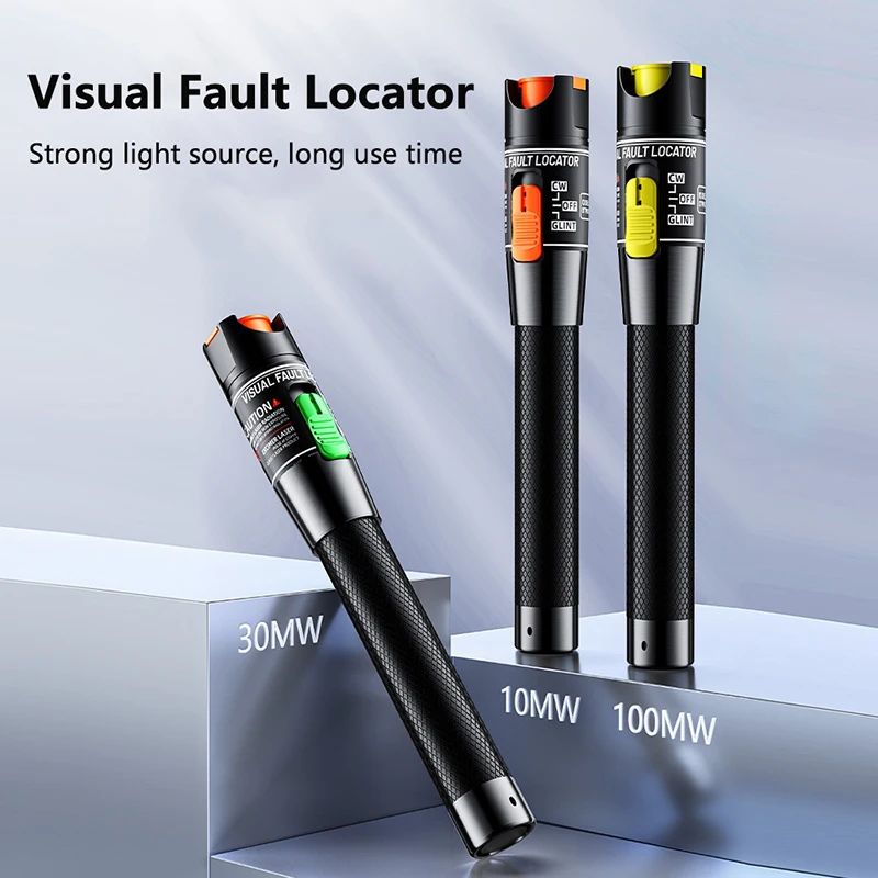 Visual Fault Locator 5MW-100MW Red Laser Pointer Optical Fiber Test Tool Fiber Optic Cable Tester FC/SC/ST Universal Interface