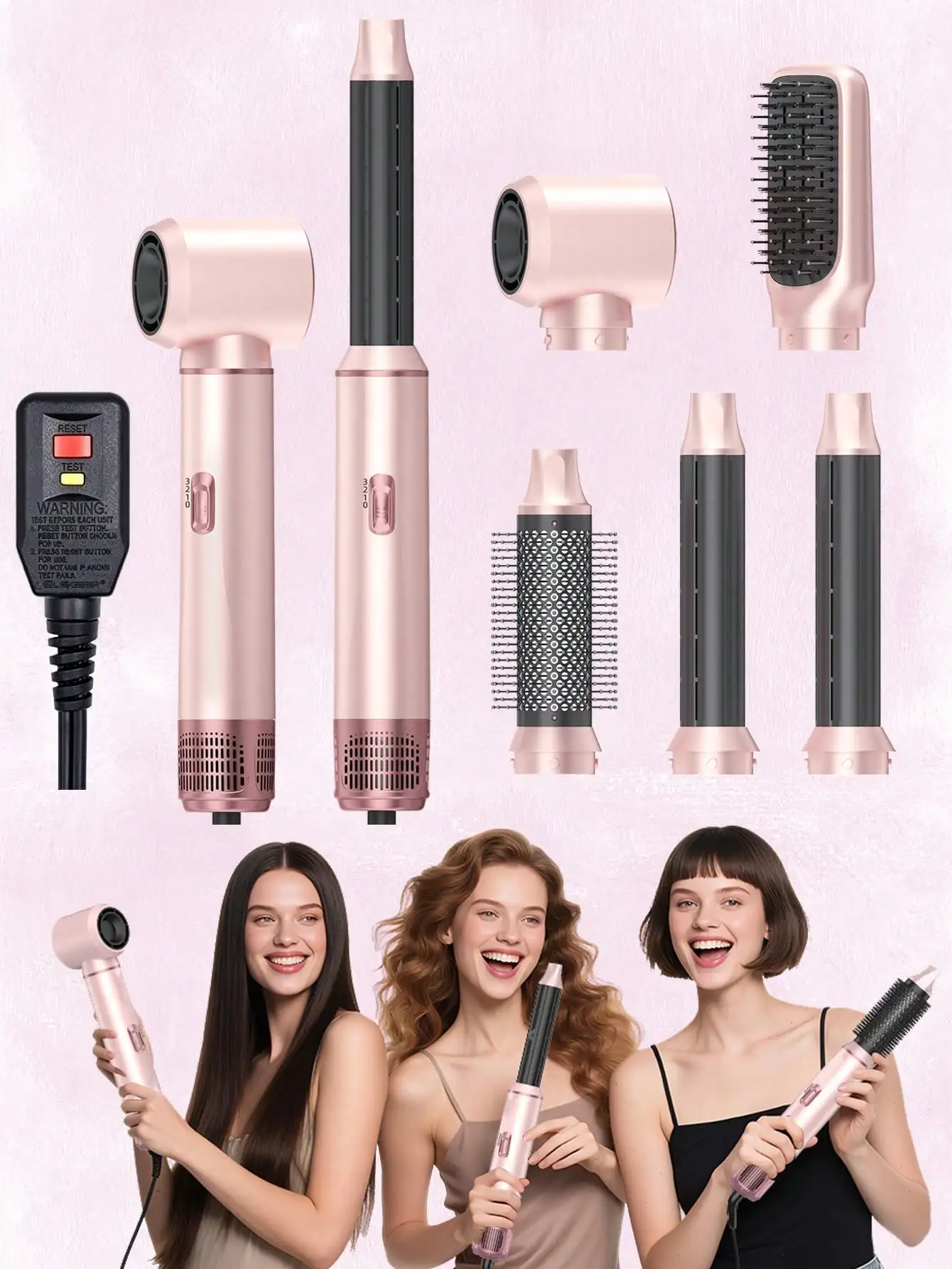 5IN1Air Styler With Hair Dryer,|27000rpm High-Speed Motor For Volumized Styling|4Speed Mechanical Temperature Control For Simple&Intuitive Operation|UL Certified For Durability&Reliability//Makeup/Lash Cluters Kit/Halloween/Gem Stickers/Nail Kit