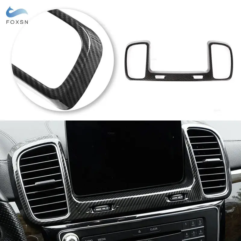 Car Center Console Air Outlet Frame Cover ABS Carbon Fiber Texture Trim Accessories For Mercedes Benz GLE GLS Class W166 X166