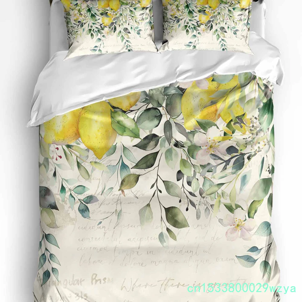 Nature Bedding Set For Bedroom Bed Home Exotic Lemon Tree Branches Yummy Delicious Kitche Duvet Cover Quilt Cover And Pillowcase
