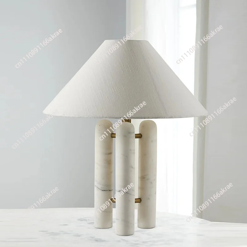 for Fabric marble LED study bedside table lamp designer medieval simple creative personality