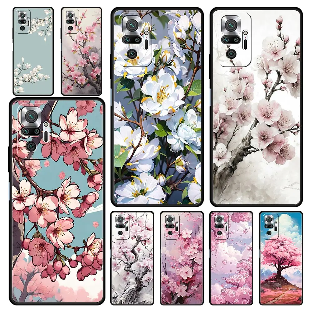 Cherry Blossom Tree Phone Case For Xiaomi Redmi Note 13 12 5G 9S 9 8 10 11 Pro 4G 9T 13C 12C 10C 9C 9A 7 Pro Soft Silicone Cover