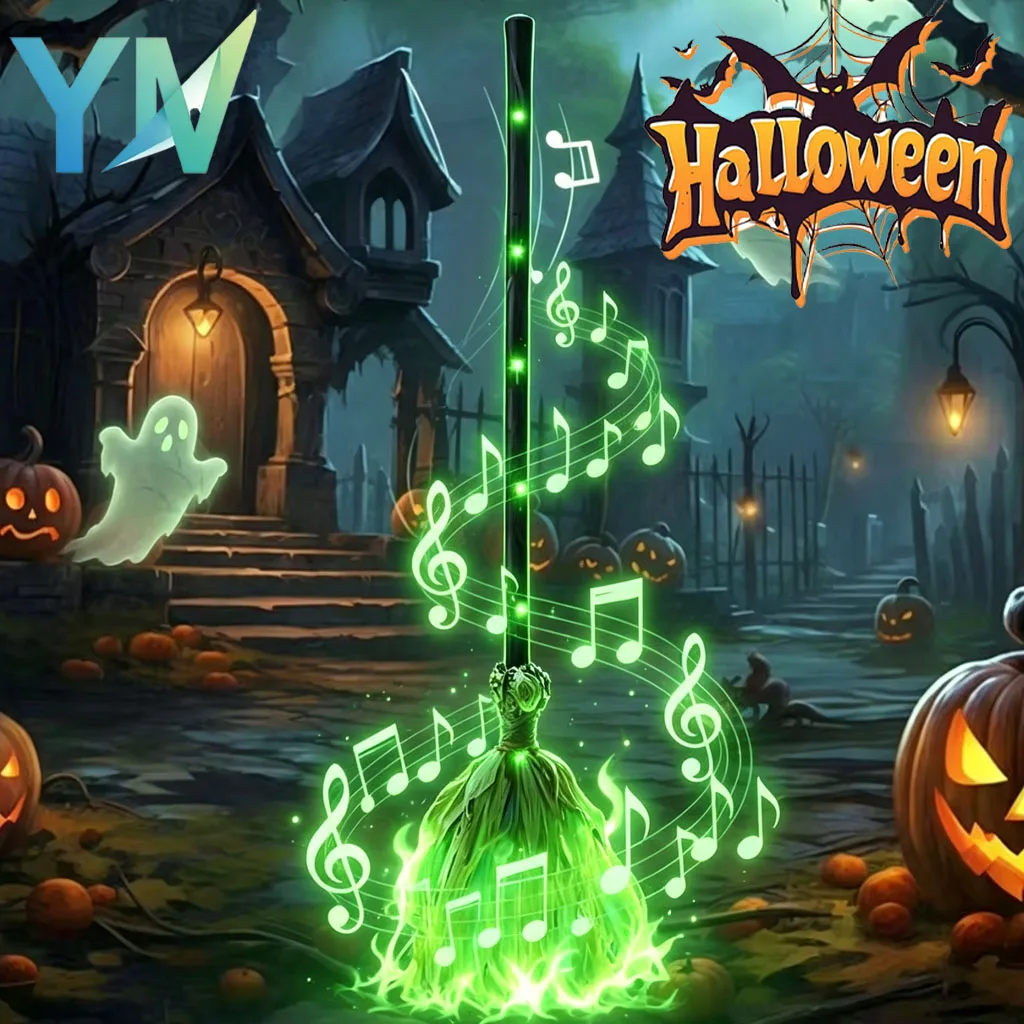 Image of 1-4 Stück Exzellenter Leuchtender Hexenbesen mit Geräusch und Selbstsprungfunktion für Halloween-Party, Geschenkdekoration und Feierlichkeiten im Innenbereich