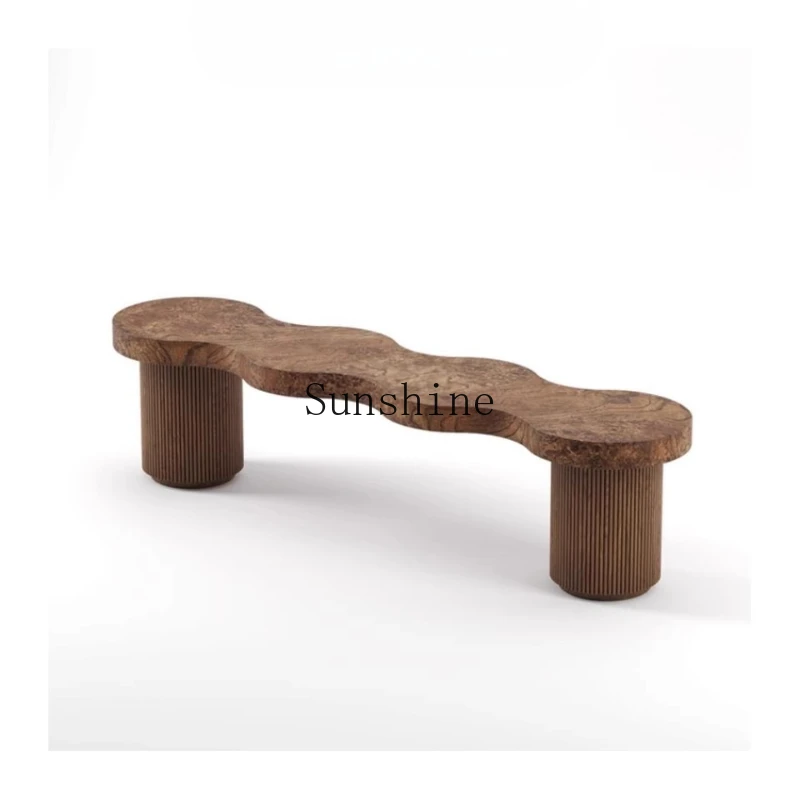 

Medieval style creative bench wabi sandy wind solid wood bed and breakfast shoe changing bench