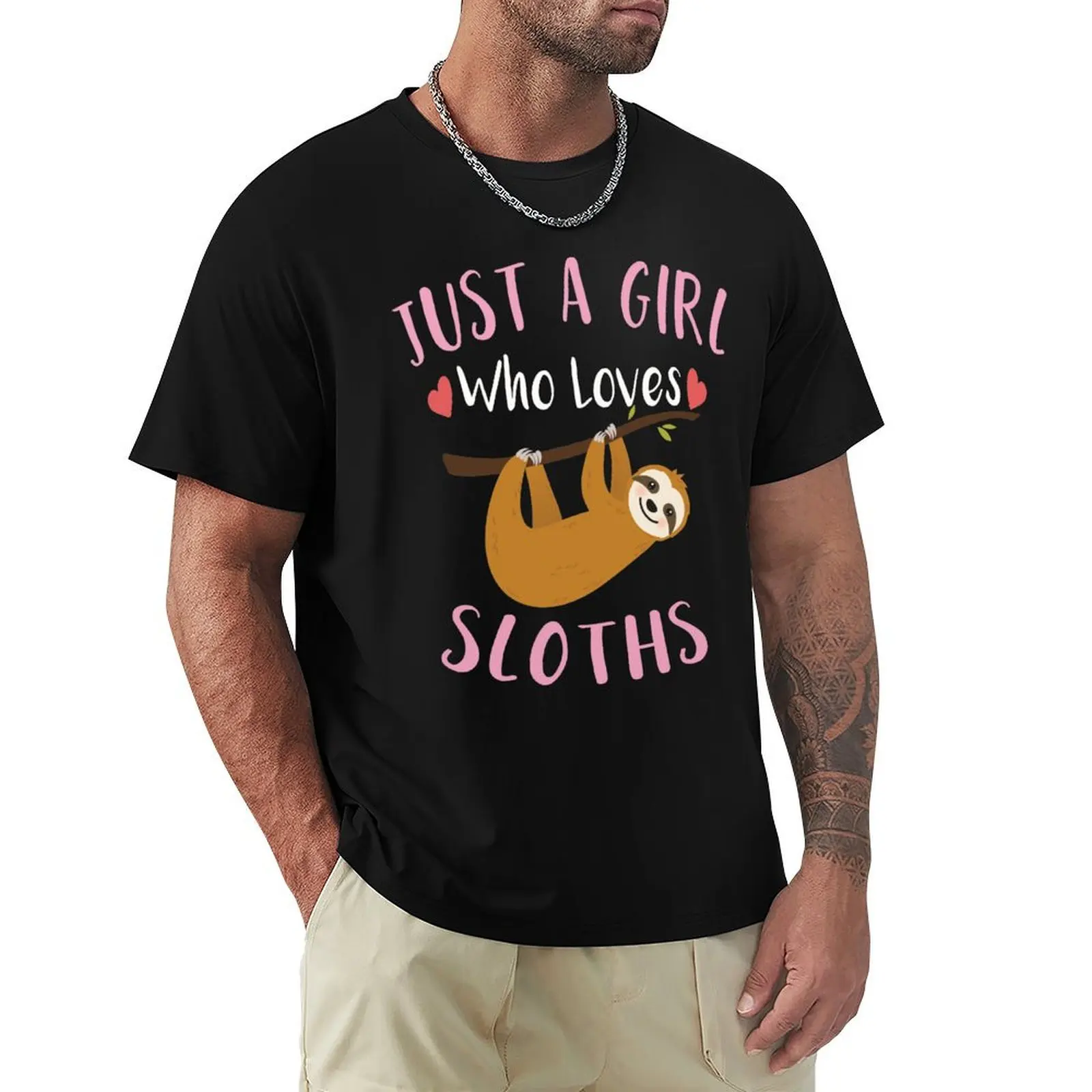 Just A Girl Who Loves Sloths T-Shirt funny gifts cheap stuff cute tops mens designer t