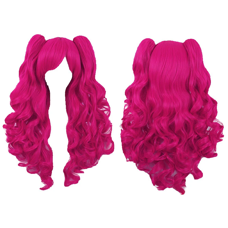 

anime Peach cosplay long hair double ponytail curly wig
