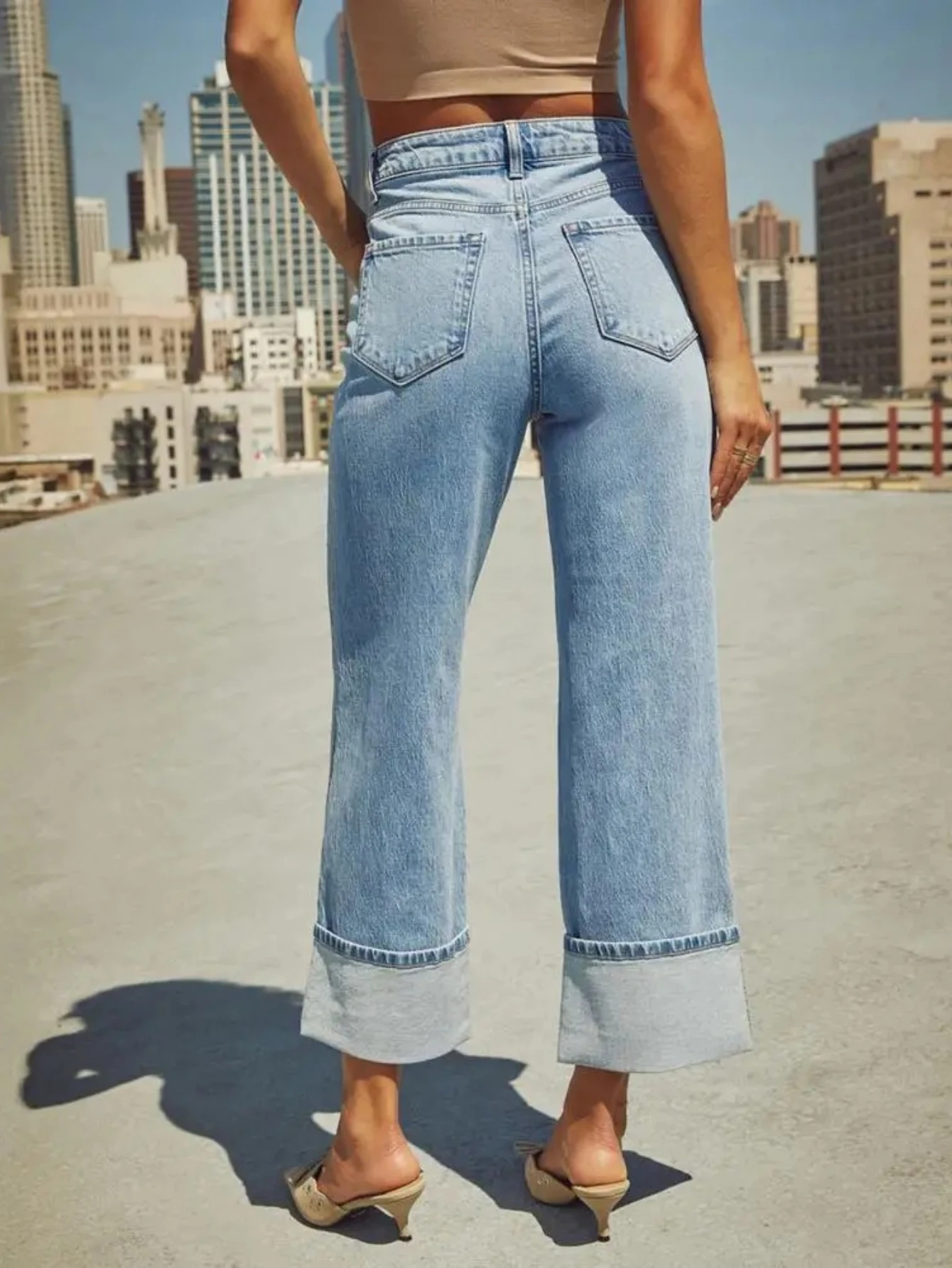 

Ретро-джинсы со средней талией и множеством карманов, женские повседневные свободные прямые длинные брюки, весна-осень