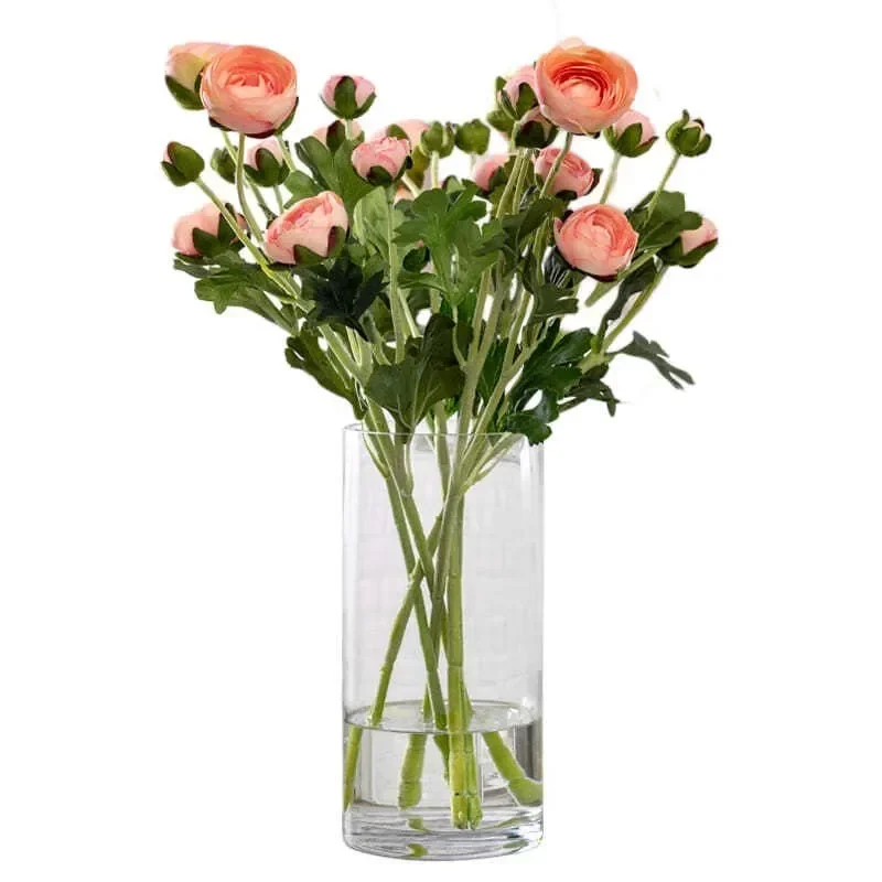 Fashion Minimalist Large Aesthetic Cylinder Flower Arrangements Vase Birthday Gift Tall Jarrones Interior Decor Transparent Vase