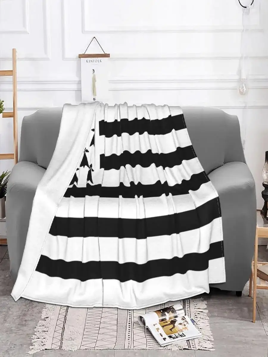 Breton Brittany Flag Blanket Soft Fleece Throw Home Decor France Region Symbol Nation Identity Thin Warm