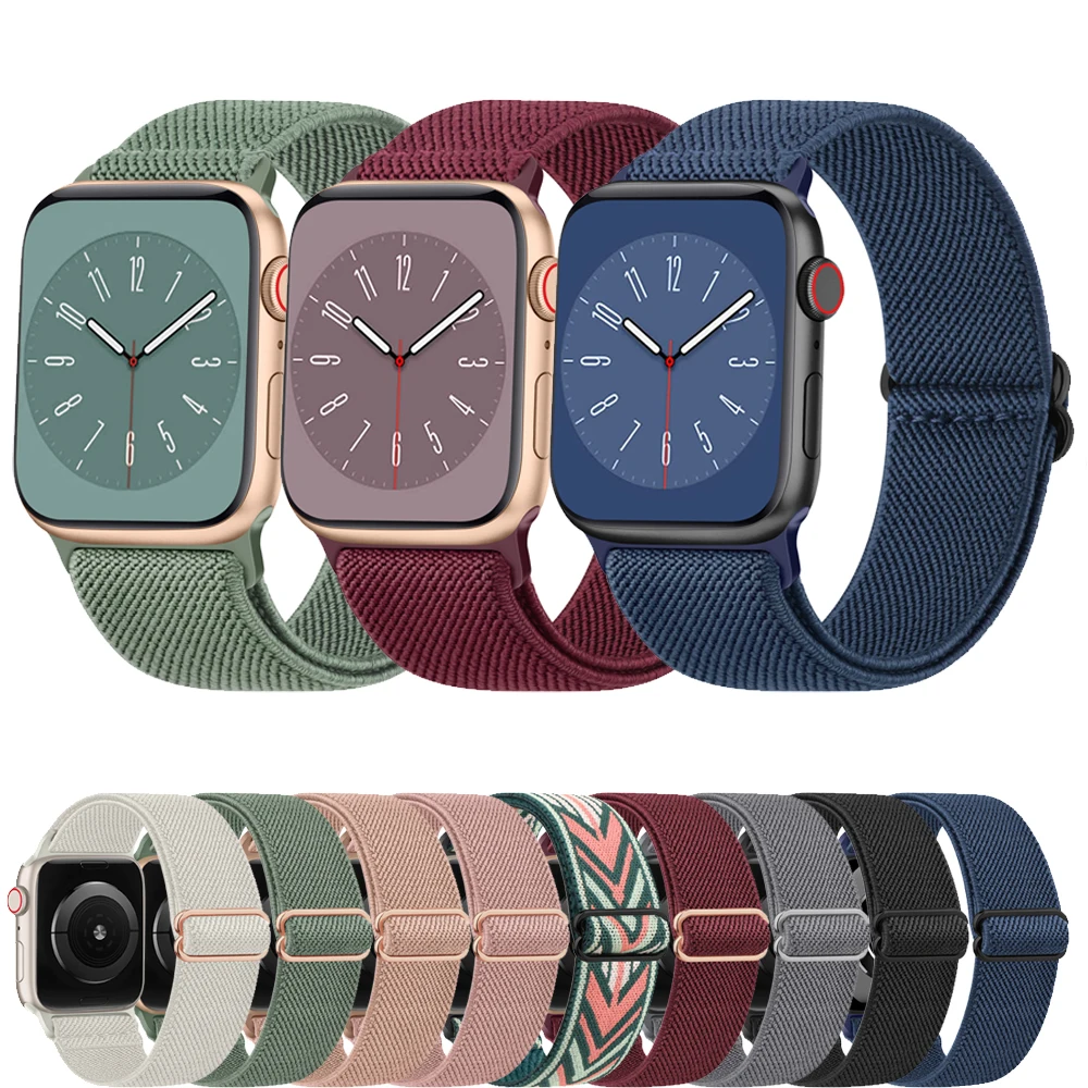 Elastic Nylon Loop Strap for Apple Watch Ultra 8 7 6 5 4 3 SE Band Bracelet for iwatch 49mm 45mm 41mm 38mm 42mm 40mm 44mm Straps