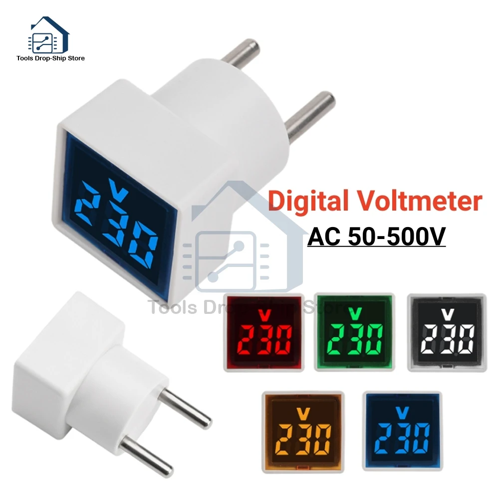 Mini voltímetro cuadrado Universal, voltímetro Digital LED, amperímetro AC 50-500V, indicador de corriente de voltaje, Detector de voltios y