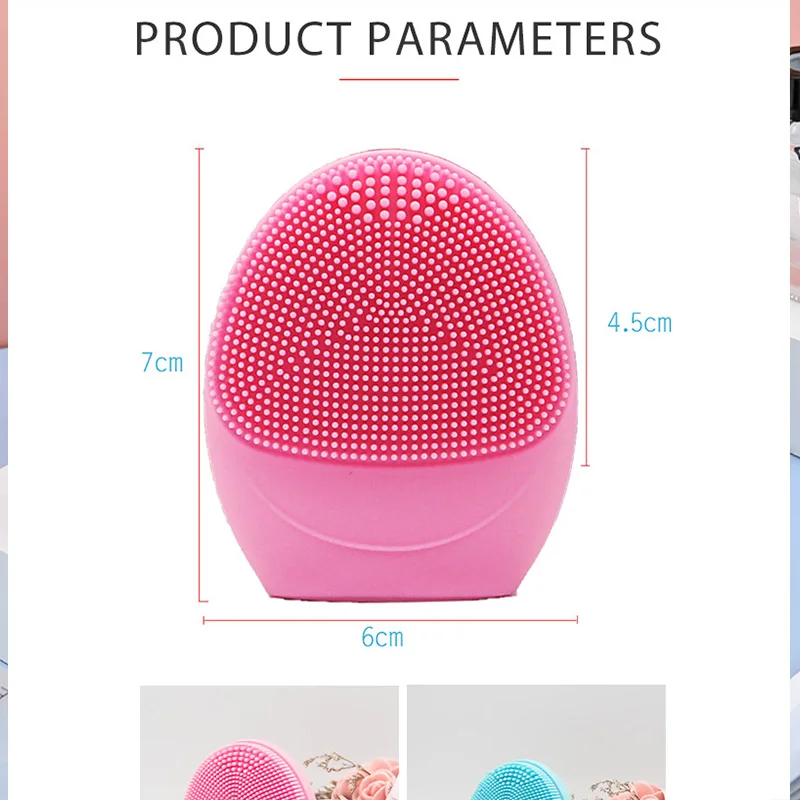 المحمولة بالموجات فوق الصوتية أيون سيليكون منظف للوجه مقاوم للماء الجلد الغسيل مُدلك بالاهتزاز فرشاة تنظيف الوجه للعناية بالجمال