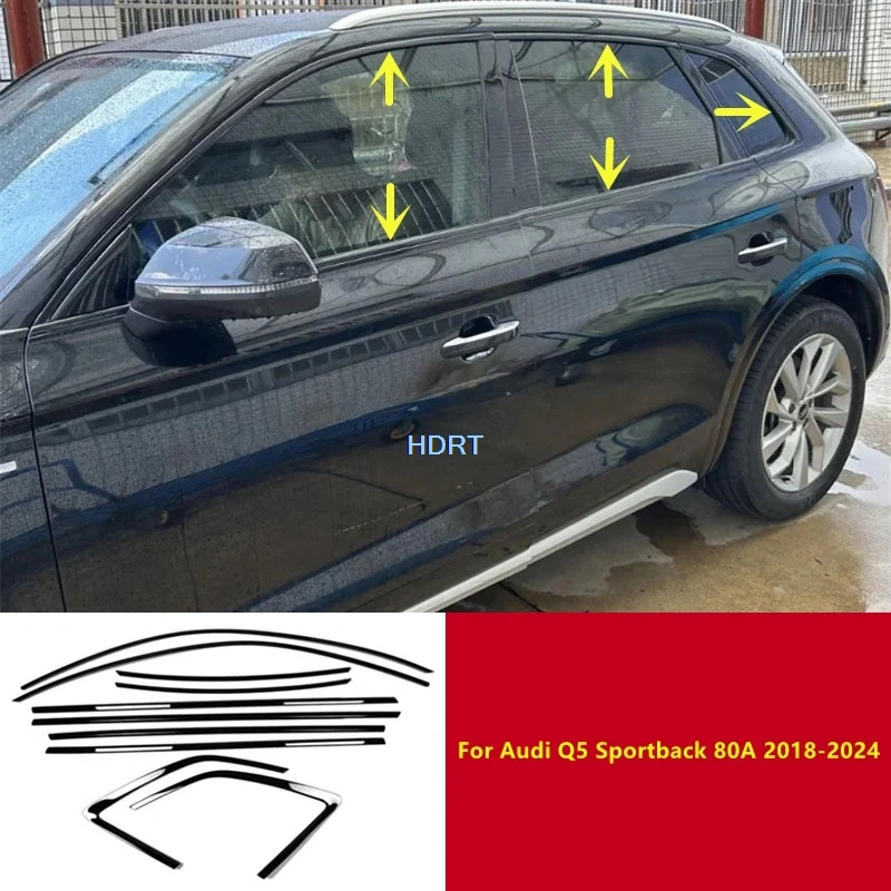 

For Audi Q5 Sportback 80A 2018-2024 Car Styling Door Window Side Glass Trim Protector Decoration Accessories Exterior Sticker