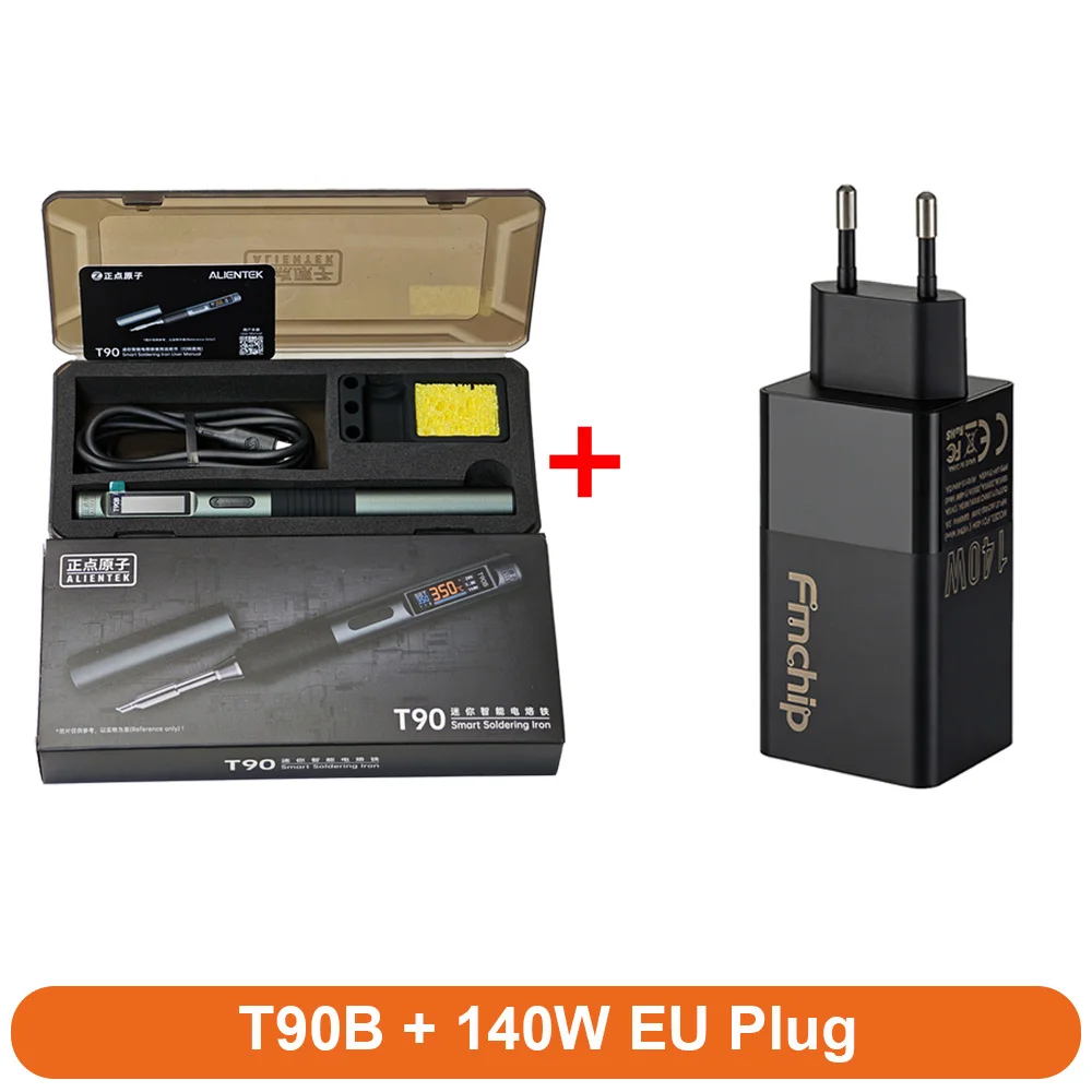 ALIENTEK T90B Smart Soldeerbout 140W PD3.1 Type-C IPS Scherm Verstelbare Temperatuur T245 Punten Precisie Soldeer Gereedschap