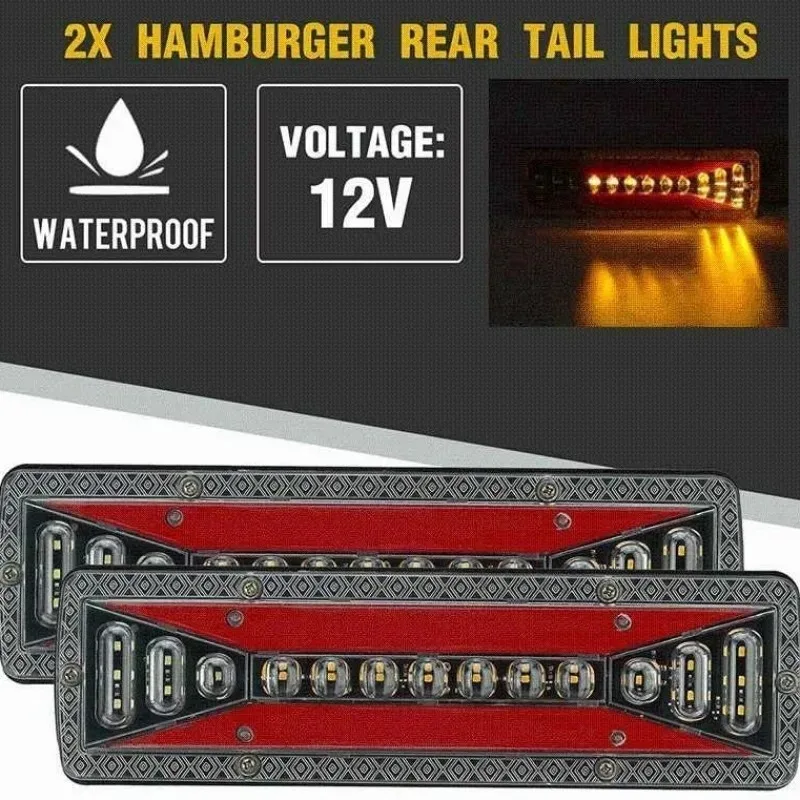 2 قطعة 12 فولت للحافلة المعسكر جرار سيارة مقطورة شاحنة أضواء خلفية بدوره إشارة عكس الفرامل LED مصباح قارب المركبات شاحنة الضوء الخلفي