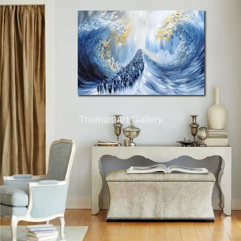 Judaica Canvas Print Wall Art Jerusalem Painting Parting of Red Sea Jewish Poster Abstract Picture Bathroom Kitchen Modern Decor