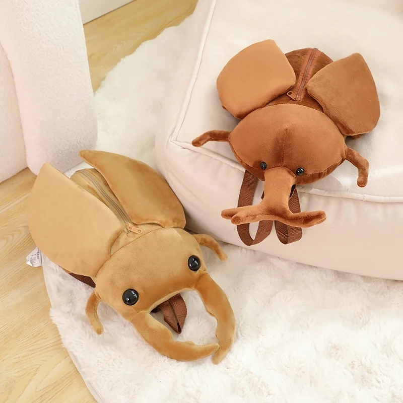 New 45cm Artificial Animal Insect Cicada Backpack Soft Travel School Bag Fashion Decoration Plush Zipper Design Girls Boys Gifts