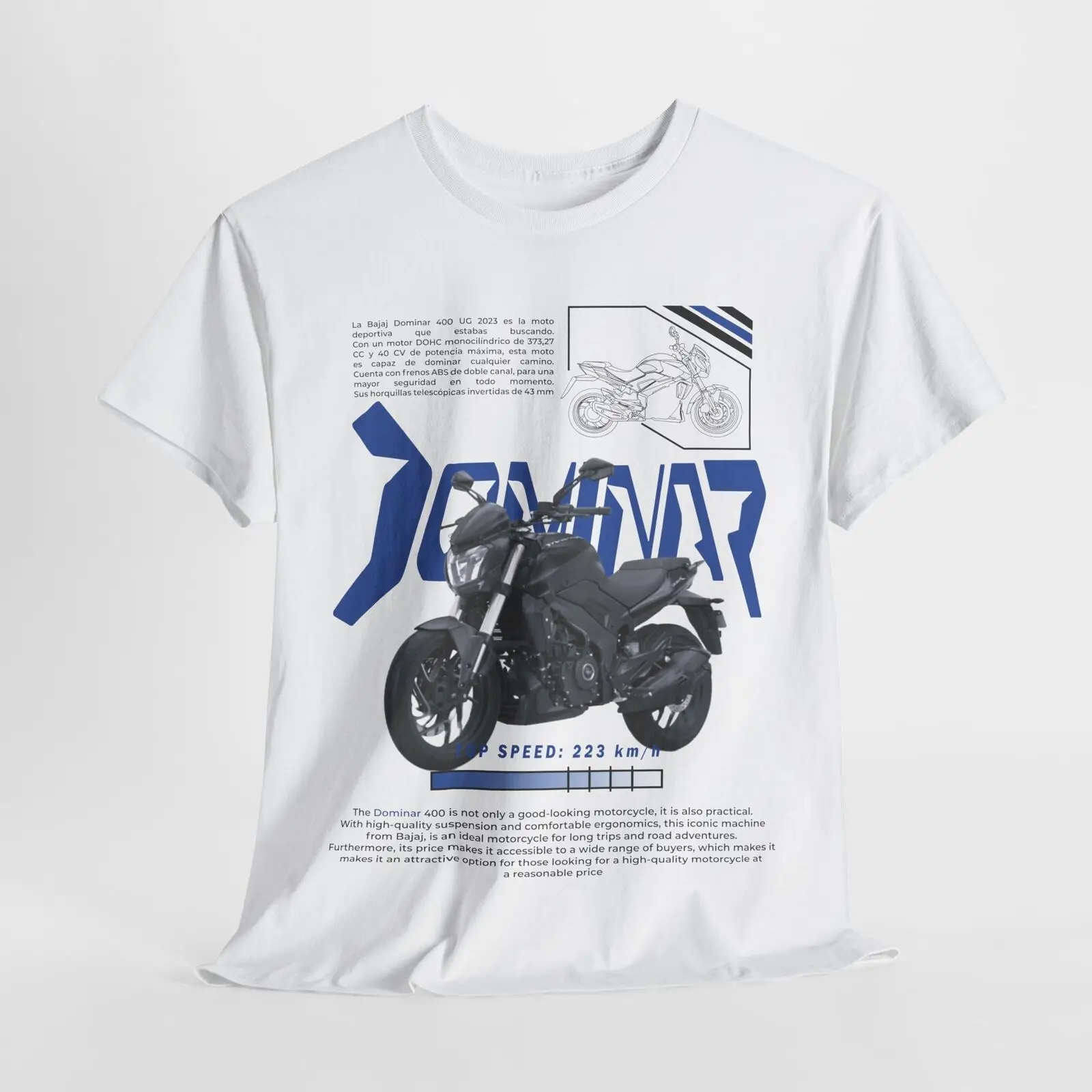Stylish Dominar 400 Men's T Shirt Bold Motorcycle Design for Enthusiasts