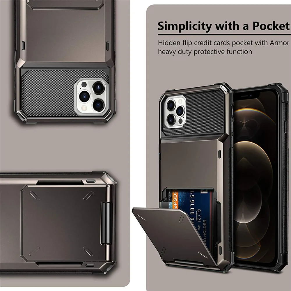 Phone Case For iPhone 14 Pro 11 12 13 Pro Max XR X XS Max 7 8 Plus Wallet 4-Card Slot Credit Card Holder iPhone 15 Cover