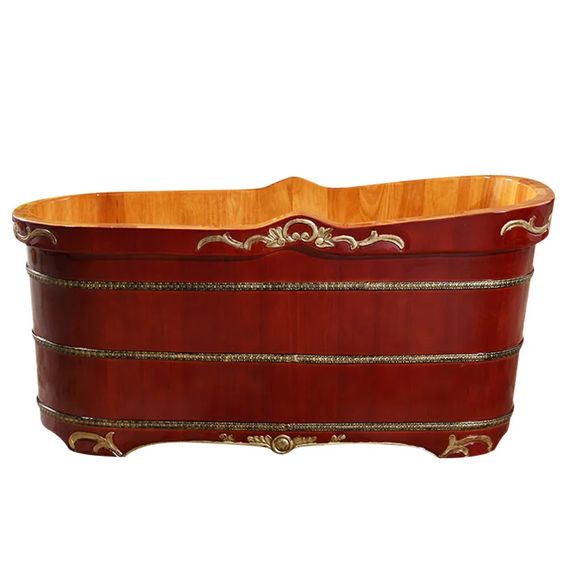 Chinese Vintage Handcarved Bathing Bucket Bathing Bucket Adult Wooden Bucket Beauty Salon Soaking Bath