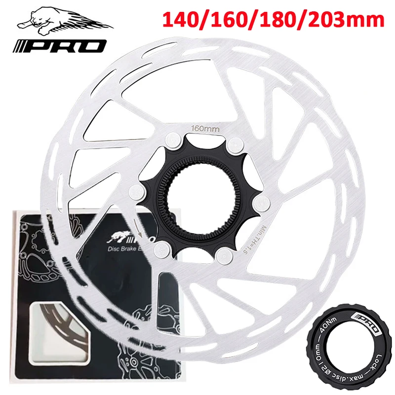 IIIPRO Centre Lock Rotors 140/160/180/203mm Bicycle Disc Brake Centerlock Rotor MTB Road Bike Hydraulic Brake Disc for Shimano