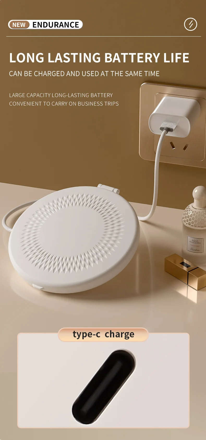 Easy to carry LED makeup mirror mini mirror charging model three-color light adjustable