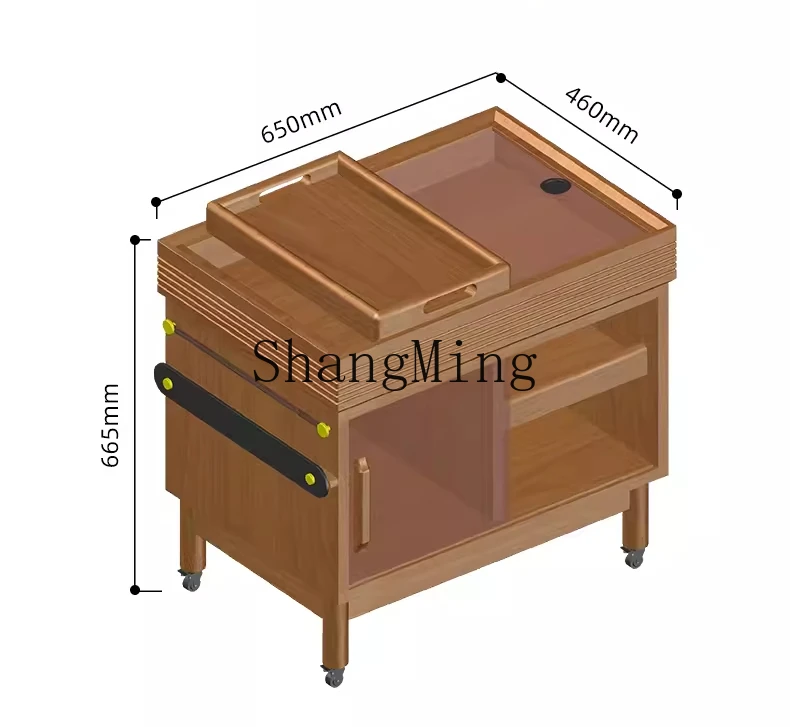 

CL modern log simple wind solid wood trolley mobile with wheels catering small side few kitchen rack small table