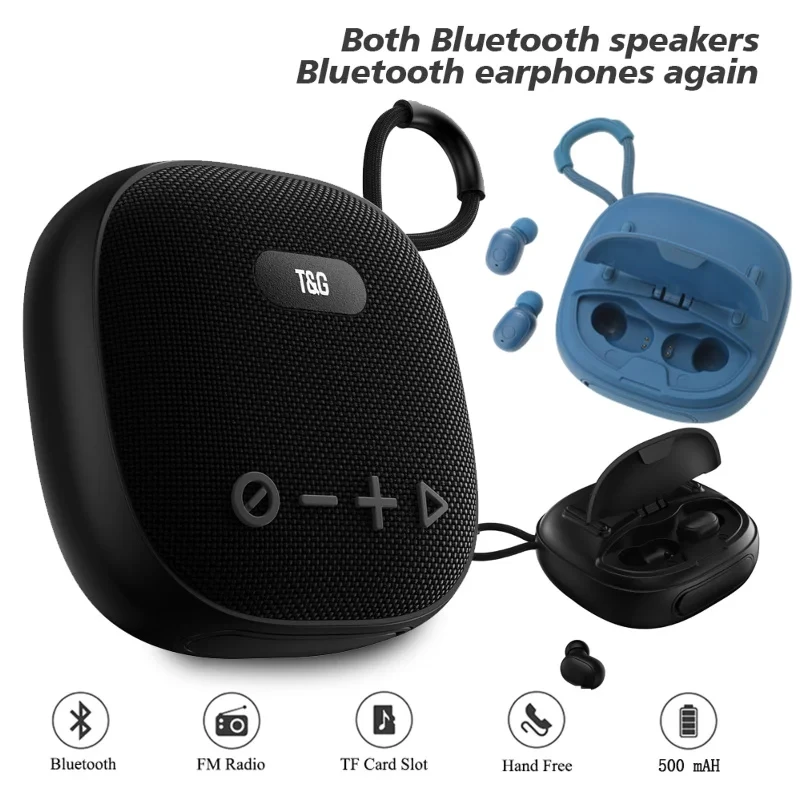 

Mini Portable Bluetooth Speaker Wireless Speakers With Earphones Waterproof Column Boombox BT USB FM Radio Loudspeaker