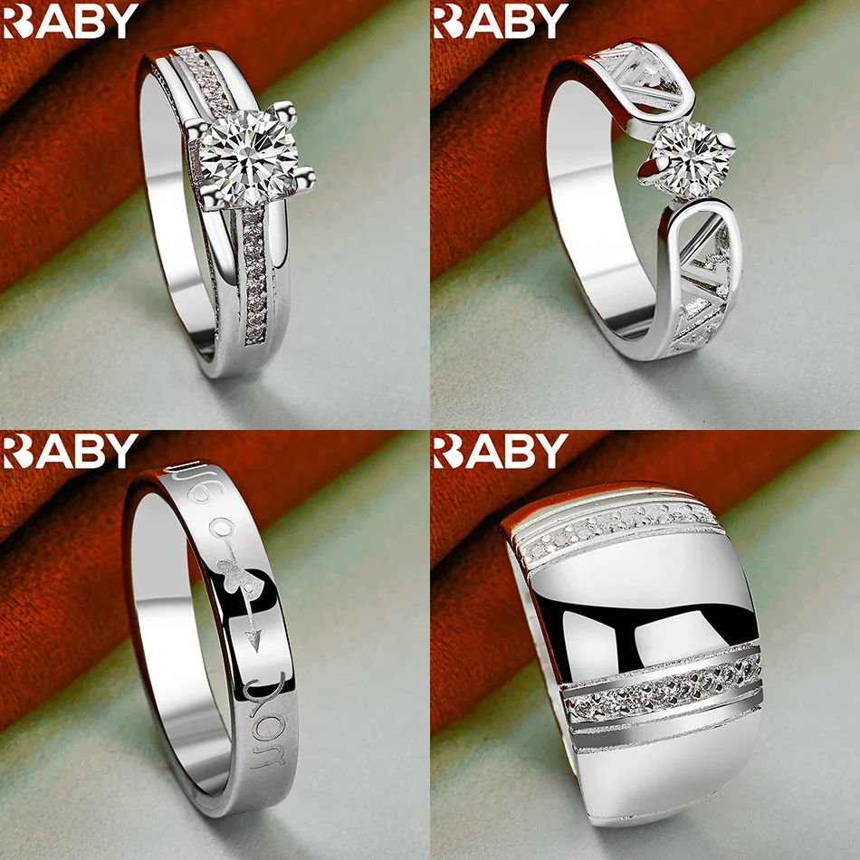 

URBABY 925 Sterling Silver Size 7-10 Zircons Ring For Women Men Fashion Jewelry Vintage Grace Charm Noble Party Birthday Gifts