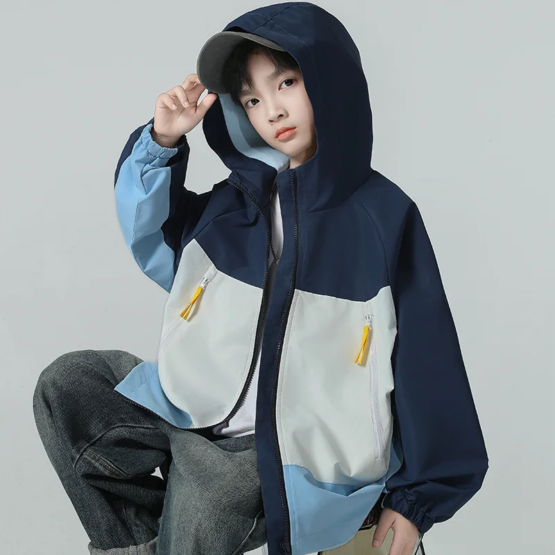 Fashion Kids Boys Jacket Casual Hooded Zipper Trench Children Windbreaker Coat Boys Outerwear 5 6 8 10 12 14 Years Teens Clothes