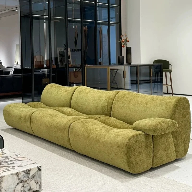 Bamboo sofa, Italian minimalist style cream textile living room combination sofa set.
