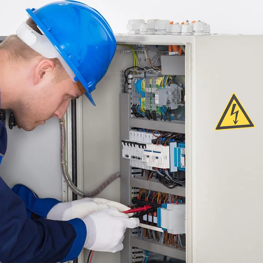 مجموعة واحدة من ملصقات التحذير المتينة للصدمات الكهربائية ملصقات التحذير للمعدات الصناعية علامة السلامة مادة Pp ملصق مقاوم للصدمات #1