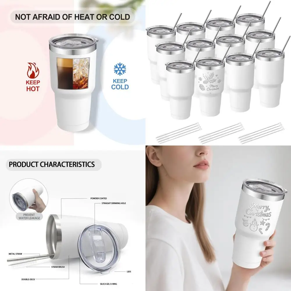 

Изолированный стакан из нержавеющей стали с порошковым покрытием, 30 унций, с крышкой и соломинкой для путешествий кофе, подарок для лазерной гравировки своими руками