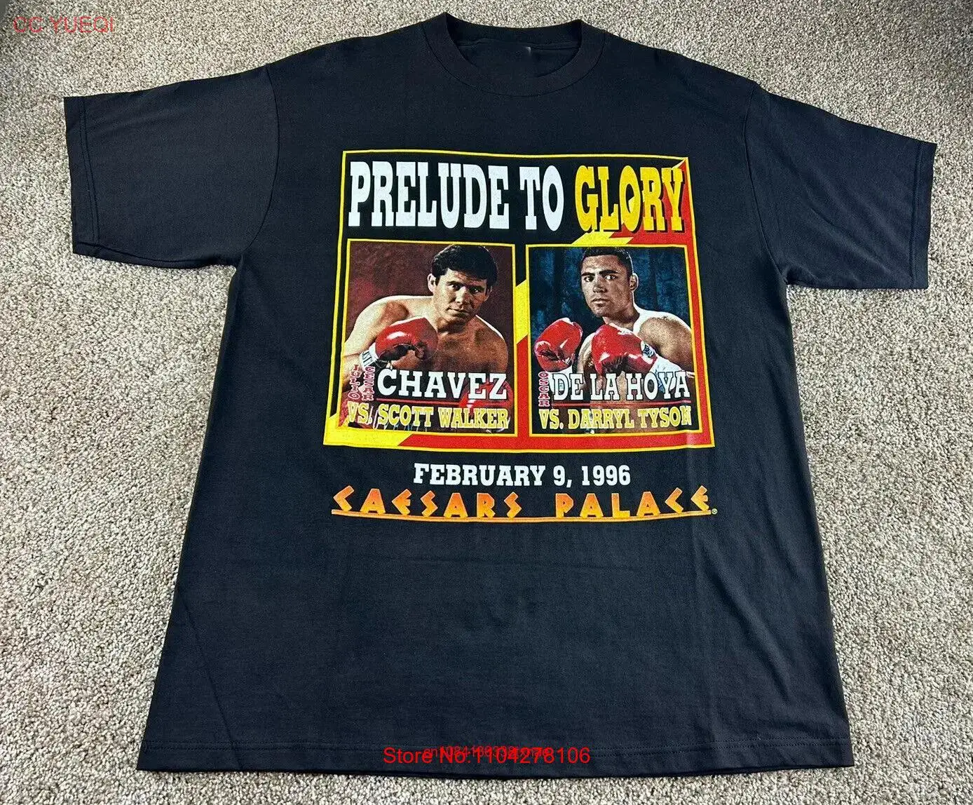 1996 Oscar De La Hoya vs Julio Cesar Chavez Black S 2345XL T shirt S3427 long or short sleeves #1