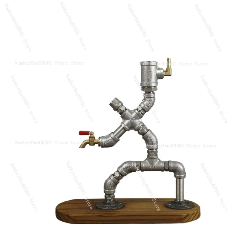 

Steampunk Robot Whiskey Stand Industrial Wine Rack Holder Food Grade Stainless Steel Bar Decor Mechanical Art