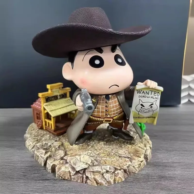 

Crayon Shin-chan Red Dead Redemption Western Cowboy Series Wanted Order with Gun Shin-chan Figure Model Ornament