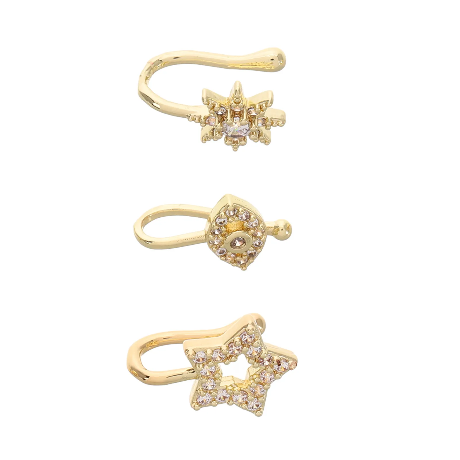 

3Pcs Star Nose Ring No Piercing Copper U Shape Fake Nose Stud for Women Fashionable Non Pierced Jewelry Ideal for Casual to