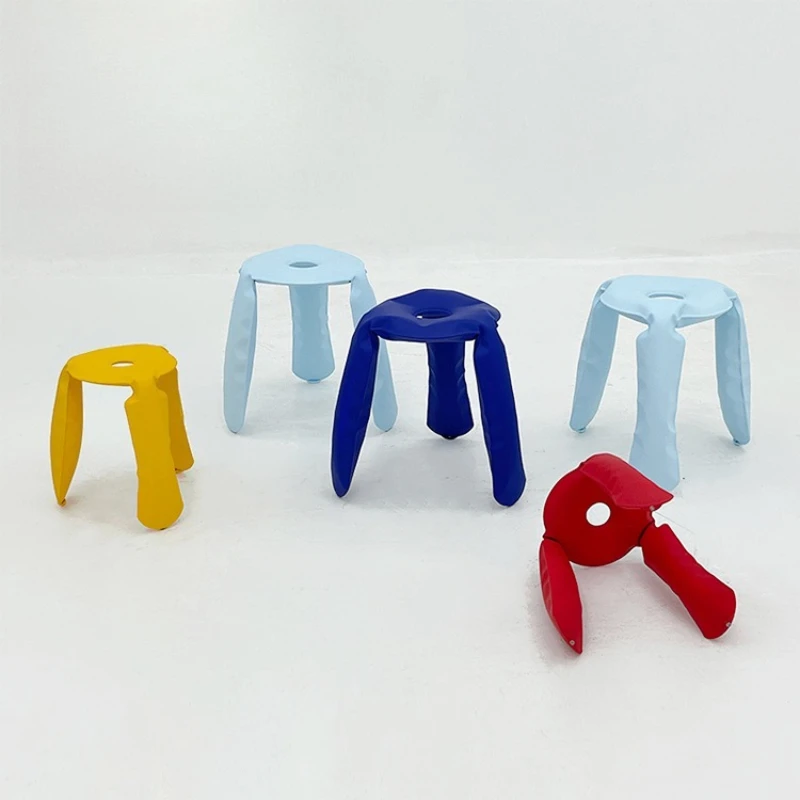 

Fashion creative personality designer triangle stool liquid spray leather stainless steel decorative short