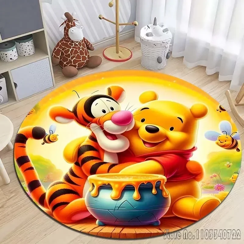 Winnie the Pooh Tigger Bedruckter runder Teppich Wohnzimmer Sofa Tisch Teppich Große Haustiermatte Weicher runder Teppich Heimdekoration Urlaubsgeschenke