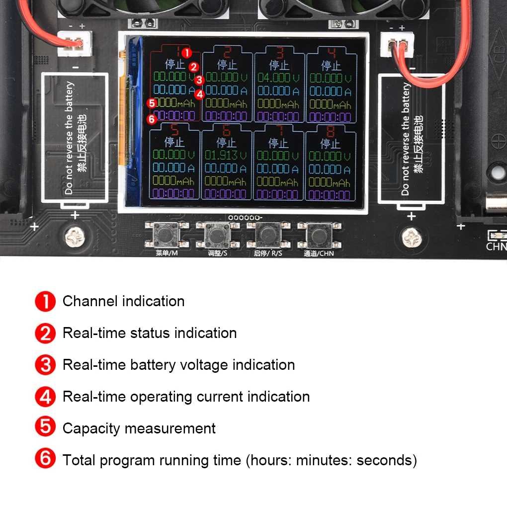 Internal Resistance Tester With DC Port And 4 Inch Color Screen Display Reverse Power Supply Is