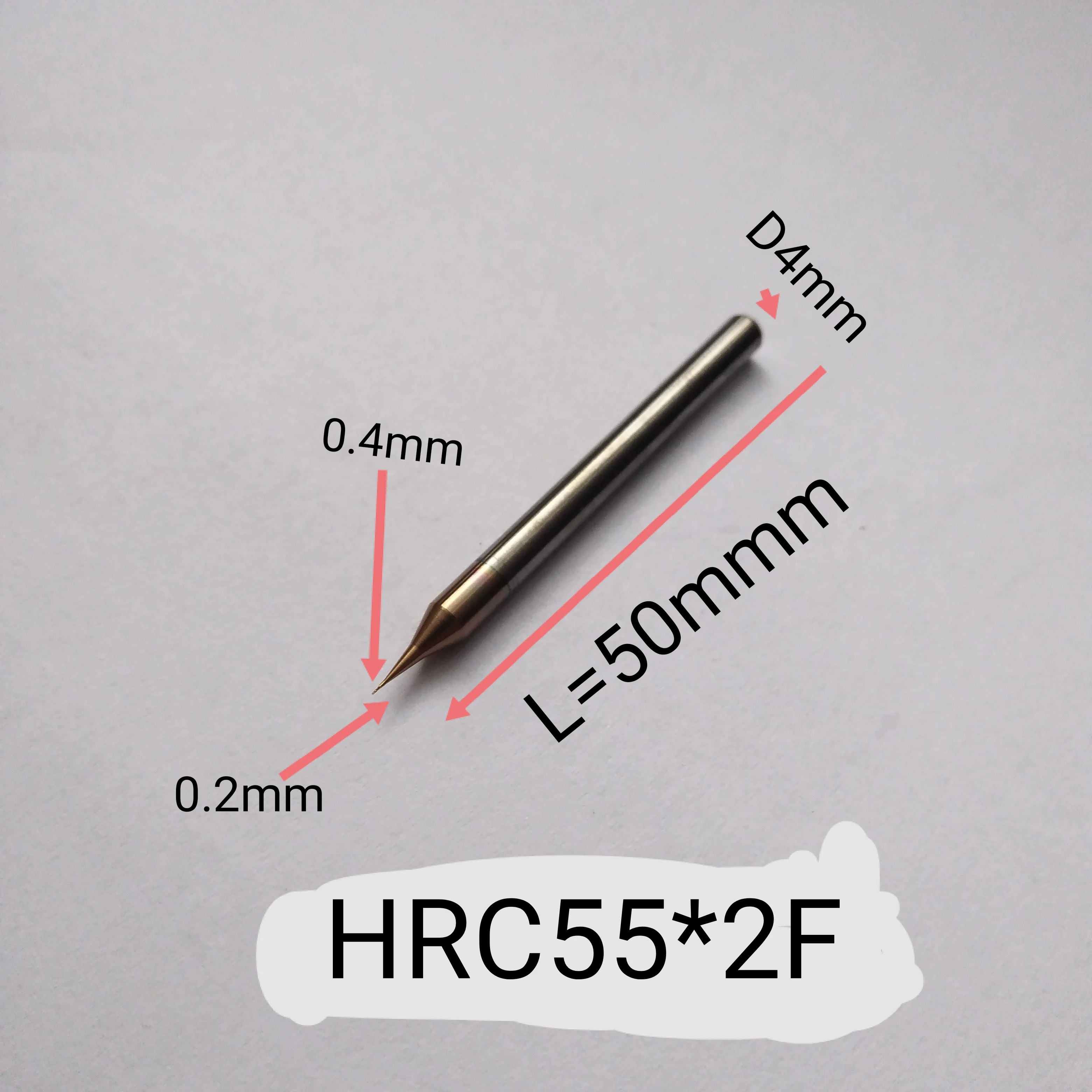 Imagem -03 - Moinho da Extremidade Lisa do Carboneto de Tungstênio Bocados do Router do Cnc Flautas Quadrado Moinhos da Extremidade Hrc55 D0.2 0.4 0.5 0.6 mm