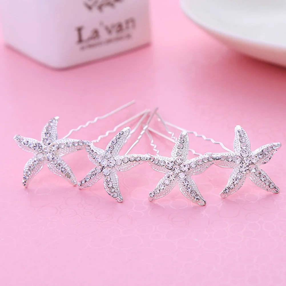 

20pcs Rhinestone Sea Star Hair Pins Fashion U Shape Crystal Hairpin For Bridal Wedding Party Decorative Hair Accessories