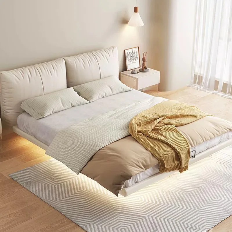 

#Factory Wholesale New Model Bedroom Floating Modern Double Leather Simple Soft Pack Large Wedding Bed