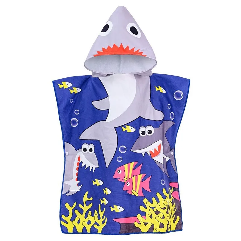 Kids Beach Towel for Boys Girls,Unicorn Hooded Bath Towel Wrap,0-5Years Baby Shark Bathrobe with Hood