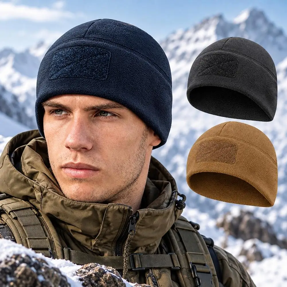 Windproof Tactical Beanie - Thick, Warm Knit Hat for Outdoor Activities, Breathable & Stretch Fit, Solid Color