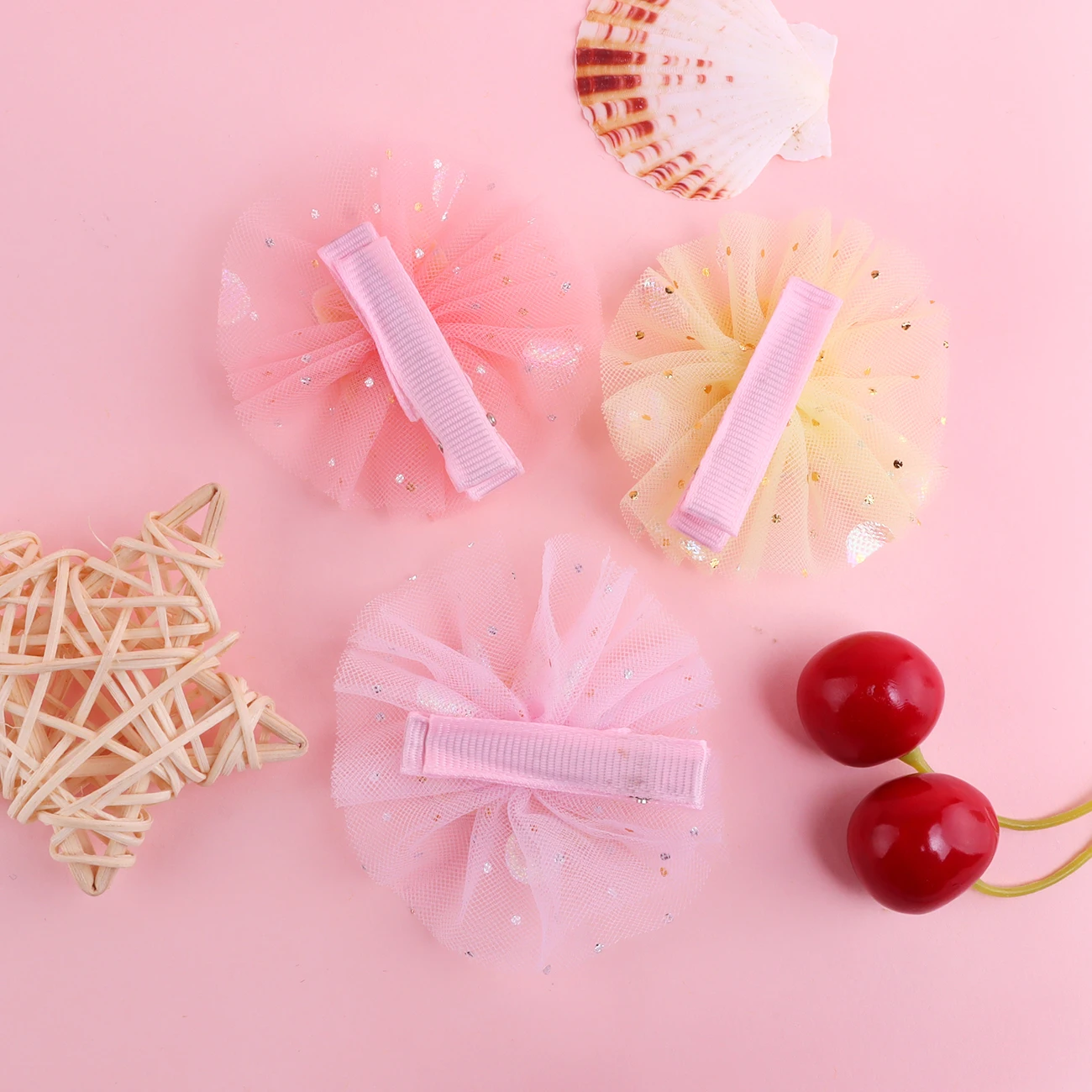 مشابك شعر سباركلي مصنوعة يدويًا للفتيات - 10 عبوات من مشابك الدانتيل ومشابك التمساح وأقواس الشعر اللطيفة للأطفال والرضع وإكسسوارات الشعر