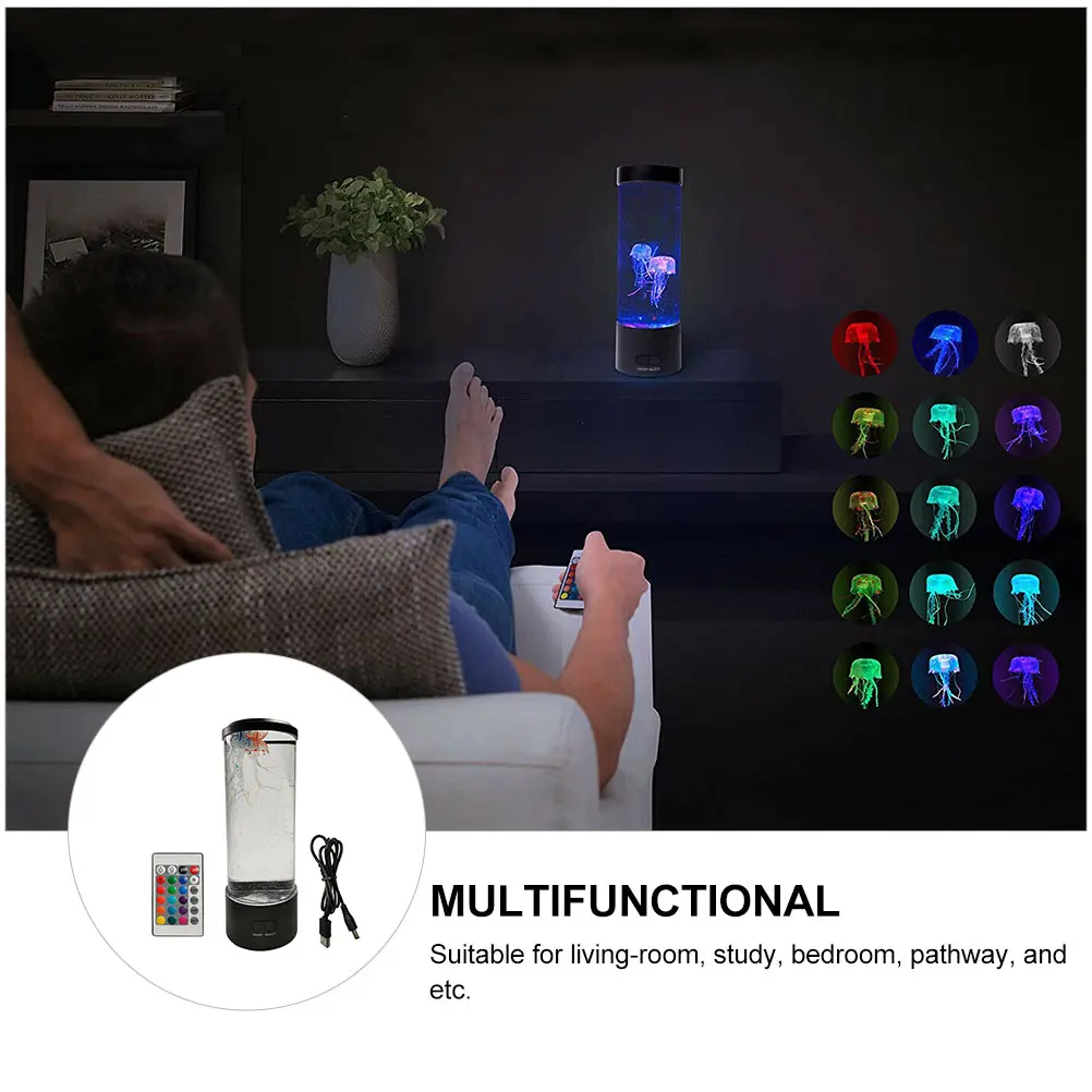 

1set 1Set Usb Jellyfish Night Light Color Changing Led Creative Desktop Lamp For Bedroom Mood Light Sensory Jelly Fish Tank Lamp