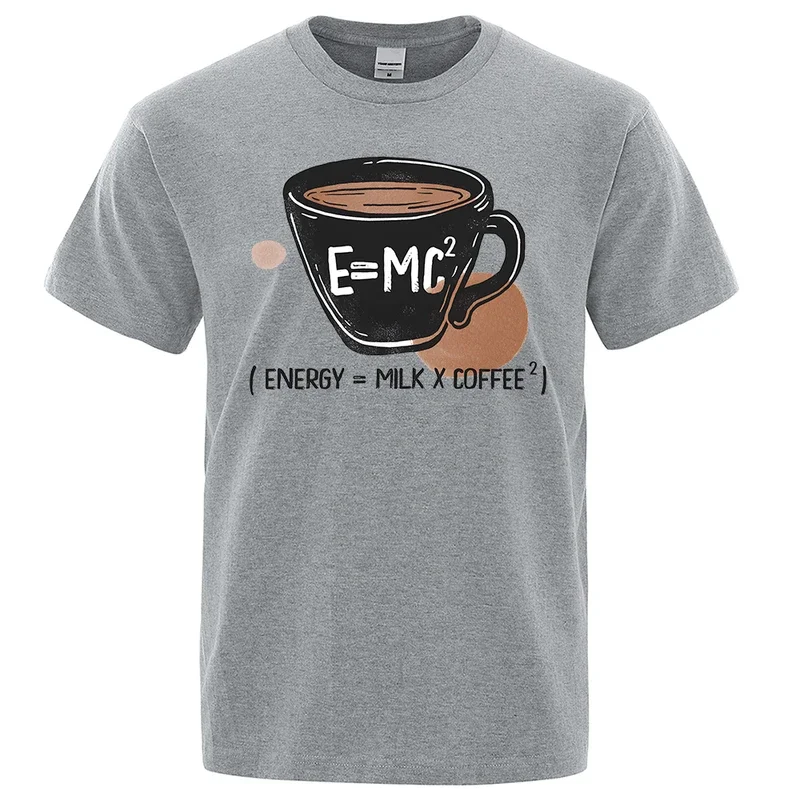 Energy = milk * coffee² personality funny printed T-shirt male fashion casual short sleeve pocket cotton clothing oversized tshi